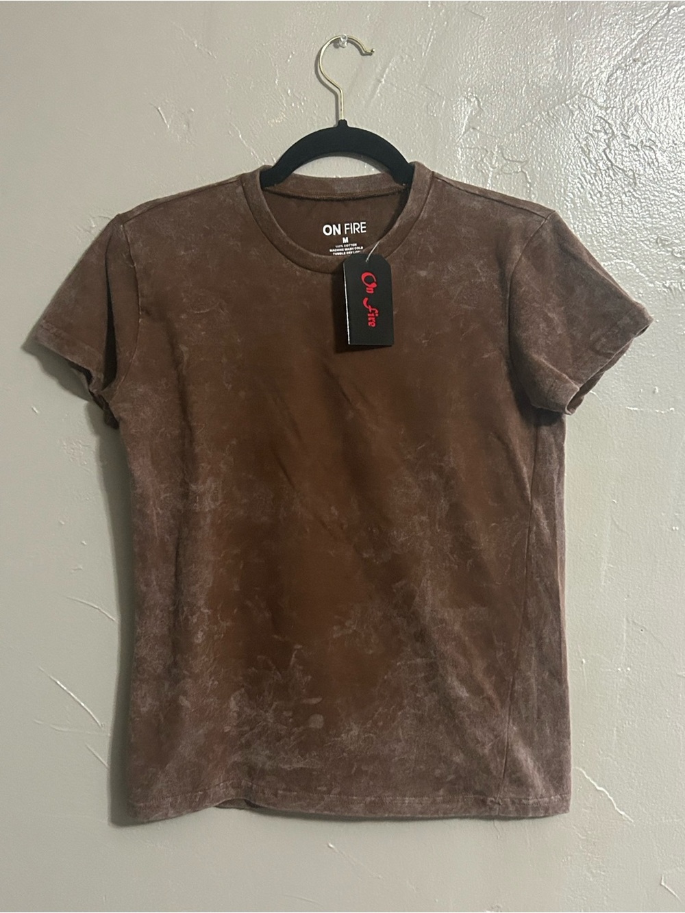 On Fire Brown Mineral-Wash Short Sleeve Tee